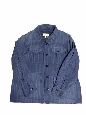 THE GREAT. Navy Pinstripe Lightweight Work Jacket
